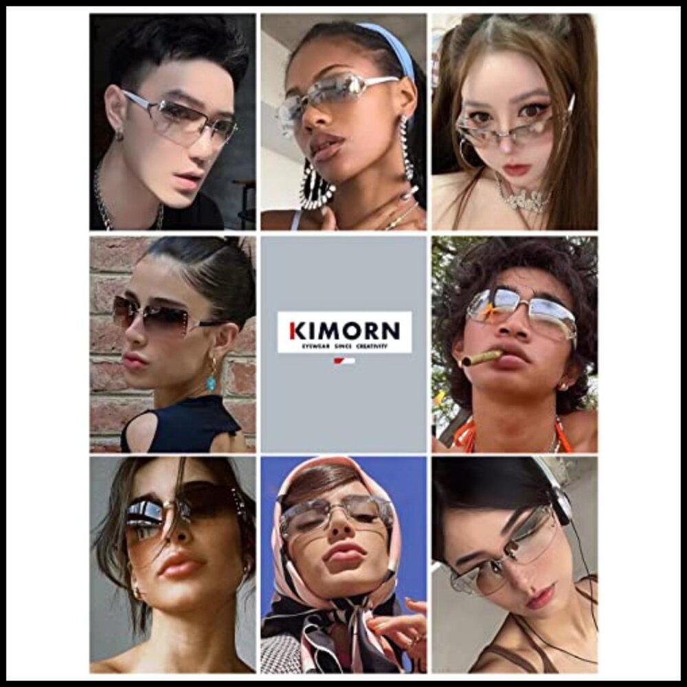 Retro Rectangle Sunglasses Rimless Frame Vintage … - image 2